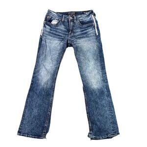 Salvage Mayhem Bootcut Jeans Men 31x32 Blue Relaxed Stitch Buckle Exclusive